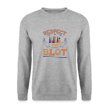 Backgammon Spiel - Unisex Pullover - Weißgrau meliert - Vorne - Alina (178cm) & Michal (187cm)
