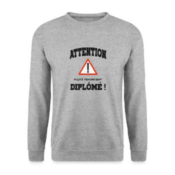 cadeau parfait, idéal pour un jeune conducteur - Sweat-shirt Unisexe - gris chiné - Devant - Alina (178cm) & Michal (187cm)