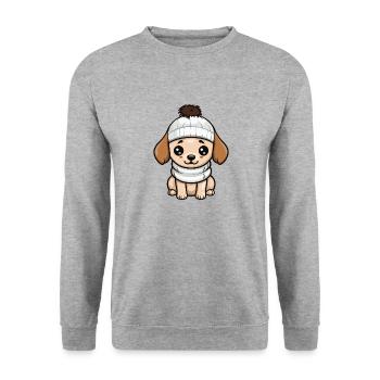 Dog Winter Animal Baby Comic - Unisex Sweatshirt - salt & pepper - Front - Alina (178cm) & Michal (187cm)
