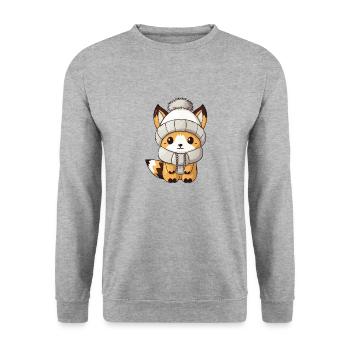 Renard Hiver Animal Bébé Bande Dessinée - Sweat-shirt Unisexe - gris chiné - Devant - Alina (178cm) & Michal (187cm)