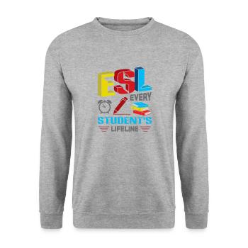 ESL-Lehrer ESL Unterricht - Unisex Pullover - Weißgrau meliert - Vorne - Alina (178cm) & Michal (187cm)