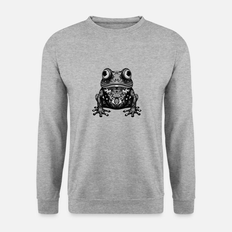 Frosch Portrait - Unisex Pullover - Weißgrau meliert