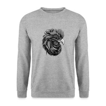 Hahn Portrait - Unisex Pullover - Weißgrau meliert - Vorne - Alina (178cm) & Michal (187cm)