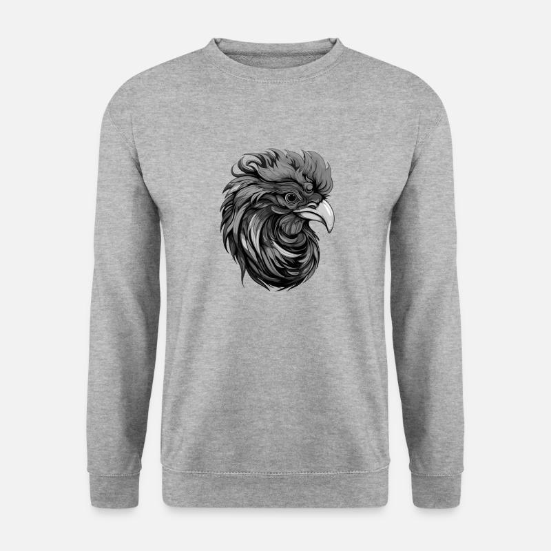 Hahn Portrait - Unisex Pullover - Weißgrau meliert