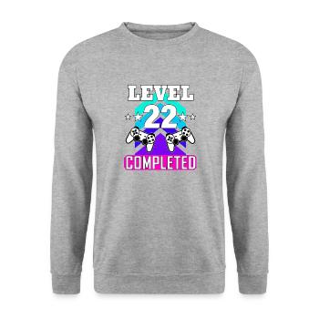 gaming birthday haha like - Unisex Sweatshirt - salt & pepper - Front - Alina (178cm) & Michal (187cm)