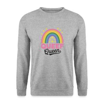 Queef Queen Queefed Humour adulte Queefing - Sweat-shirt Unisexe - gris chiné - Devant - Alina (178cm) & Michal (187cm)