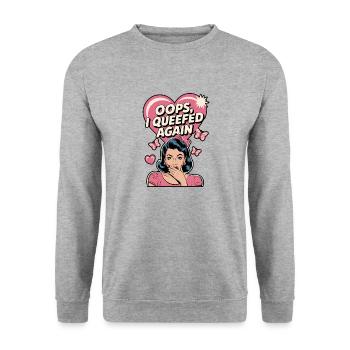 Queef Queen Queefed Humour adulte Queefing - Sweat-shirt Unisexe - gris chiné - Devant - Alina (178cm) & Michal (187cm)