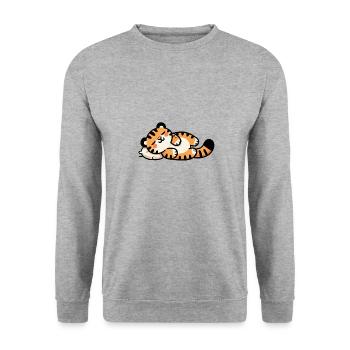 Cute Sleeping Baby Tiger - Unisex Pullover - Weißgrau meliert - Vorne - Alina (178cm) & Michal (187cm)