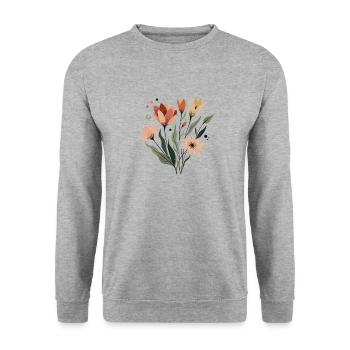 Blumen Pflanze Boho Floral Natur Naturliebhaber - Unisex Pullover - Weißgrau meliert - Vorne - Alina (178cm) & Michal (187cm)