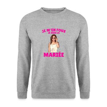 Femme Future Mariée EVJF Accessoire Jeune Fille - Sweat-shirt Unisexe - gris chiné - Devant - Alina (178cm) & Michal (187cm)