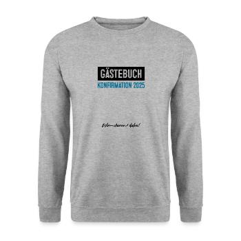 Gästebuch Konfirmation 2025 - Unisex Pullover - Weißgrau meliert - Vorne - Alina (178cm) & Michal (187cm)