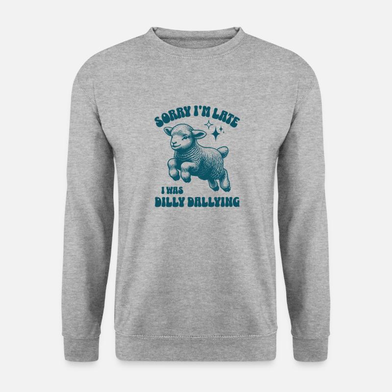 Tut mir leid, dass ich zu spät komme, ich war dumm und habe süße Schafe geschleppt - Unisex Pullover - Weißgrau meliert