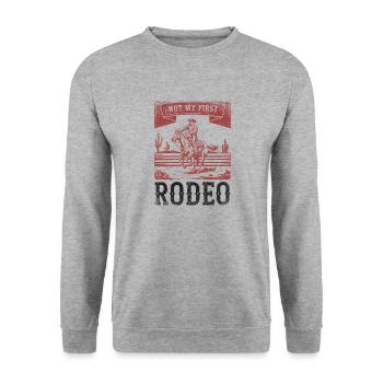 Nicht mein erstes Rodeo, Bronc Rider Cowboy - Unisex Pullover - Weißgrau meliert - Vorne - Alina (178cm) & Michal (187cm)