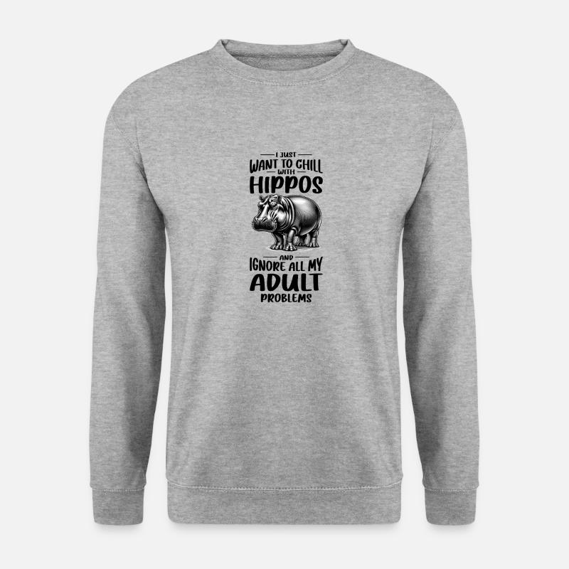Nilpferd - Unisex Pullover - Weißgrau meliert