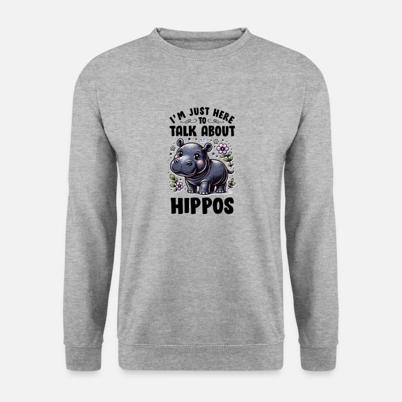 Nilpferd - Unisex Pullover - Weißgrau meliert