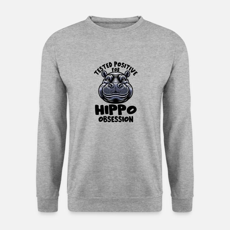 Nilpferd - Unisex Pullover - Weißgrau meliert