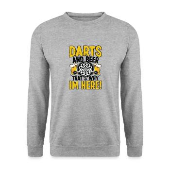 Dart Dartspieler Dartspiel Herren - Unisex Pullover - Weißgrau meliert - Vorne - Alina (178cm) & Michal (187cm)