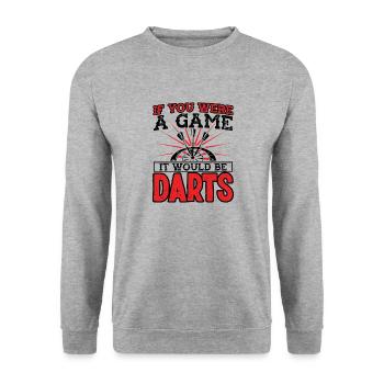Dart Dartspieler Dartspiel Herren - Unisex Pullover - Weißgrau meliert - Vorne - Alina (178cm) & Michal (187cm)