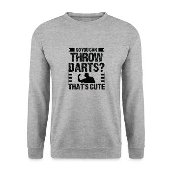 Dart Dartspieler Dartspiel Herren - Unisex Pullover - Weißgrau meliert - Vorne - Alina (178cm) & Michal (187cm)