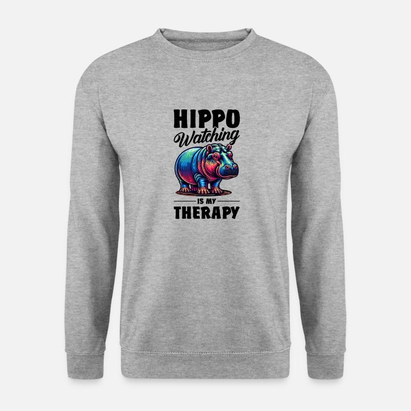 Nilpferd - Unisex Pullover - Weißgrau meliert