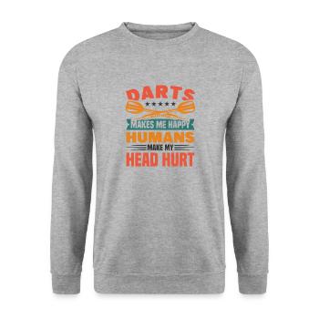 Dart Dartspieler Dartspiel Herren - Unisex Pullover - Weißgrau meliert - Vorne - Alina (178cm) & Michal (187cm)