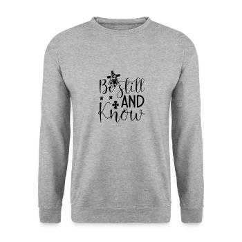 be still and know - Unisex Sweatshirt - salt & pepper - Front - Alina (178cm) & Michal (187cm)