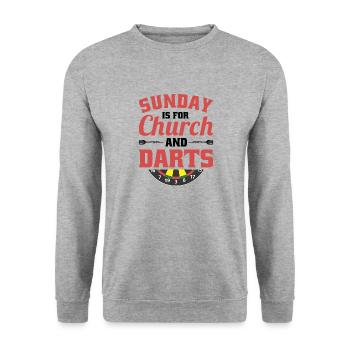 Dart Dartspieler Dartspiel Herren - Unisex Pullover - Weißgrau meliert - Vorne - Alina (178cm) & Michal (187cm)