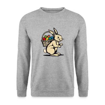 Lapin de Pâques rétro - Sweat-shirt Unisexe - gris chiné - Devant - Alina (178cm) & Michal (187cm)