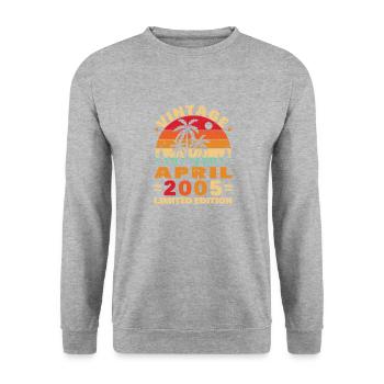 Avril 2005 Vintage Anniversaire 2005 Cadeau - Sweat-shirt Unisexe - gris chiné - Devant - Alina (178cm) & Michal (187cm)