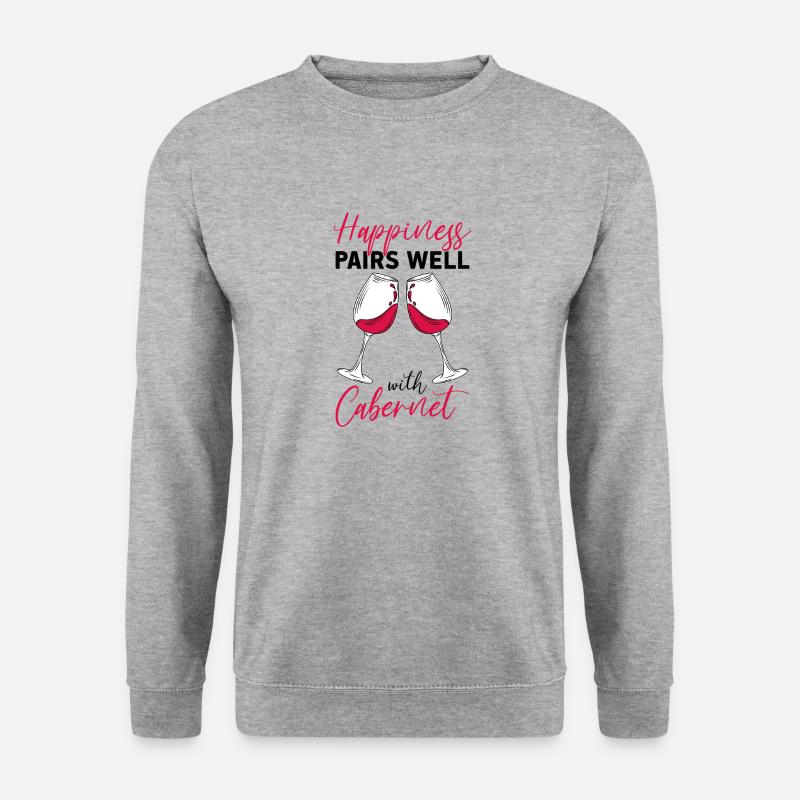 Wein Rotwein - Unisex Pullover - Weißgrau meliert