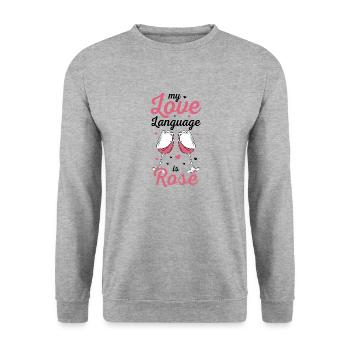 Wein Rosé - Unisex Pullover - Weißgrau meliert - Vorne - Alina (178cm) & Michal (187cm)