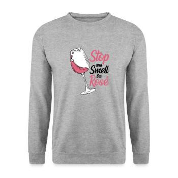 Wein Rosé - Unisex Pullover - Weißgrau meliert - Vorne - Alina (178cm) & Michal (187cm)