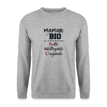 Cadeau maman personnalisé humour fête des mères - Sweat-shirt Unisexe - gris chiné - Devant - Alina (178cm) & Michal (187cm)