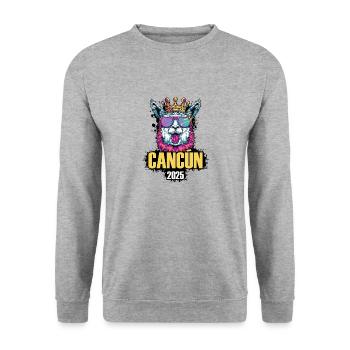 Cancun 2025 Alpaca Party Holiday - Unisex Sweatshirt - salt & pepper - Front - Alina (178cm) & Michal (187cm)