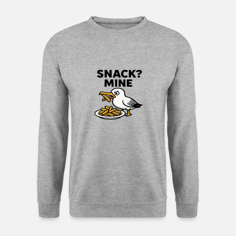 Möwe "SNACK MINE" - Unisex Pullover - Weißgrau meliert
