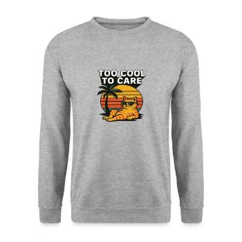 Too cool to care - Cat - Unisex Sweatshirt - salt & pepper - Front - Alina (178cm) & Michal (187cm)
