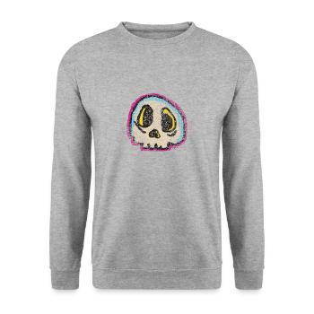 Shaky Bone Skull Schädel Skater Halloween - Unisex Sweatshirt - salt & pepper - Front - Alina (178cm) & Michal (187cm)