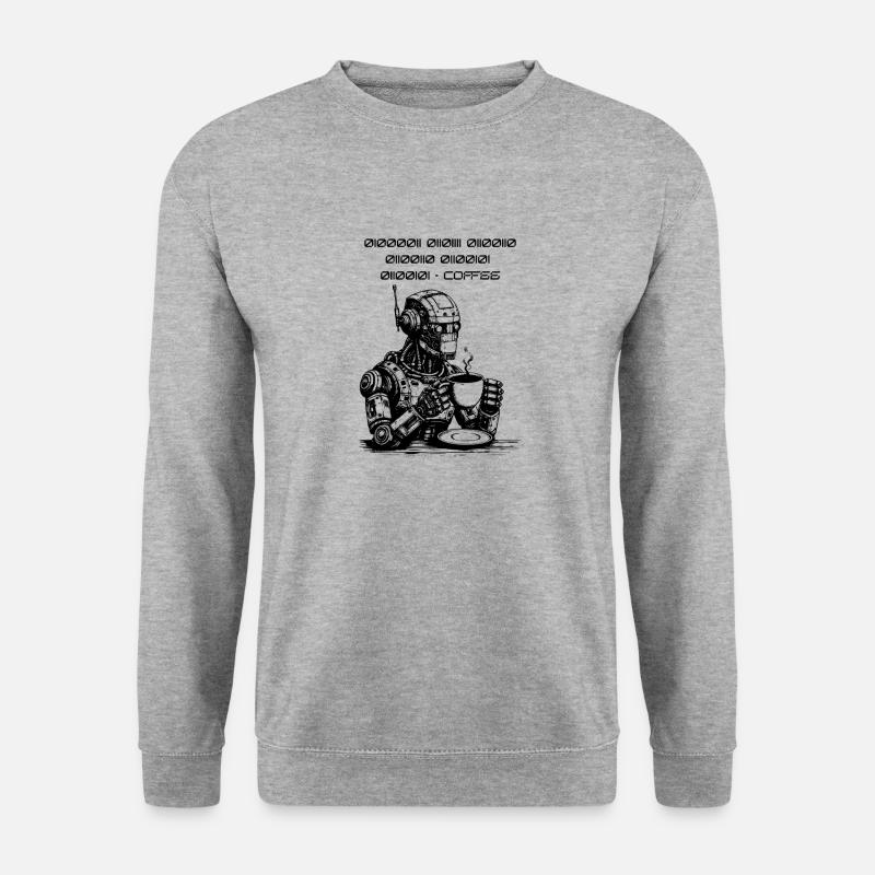 Binärer Kaffee Code Robot - Unisex Pullover - Weißgrau meliert