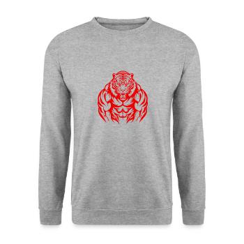 Gymnase d’entraînement de musculation Tiger - Sweat-shirt Unisexe - gris chiné - Devant - Alina (178cm) & Michal (187cm)