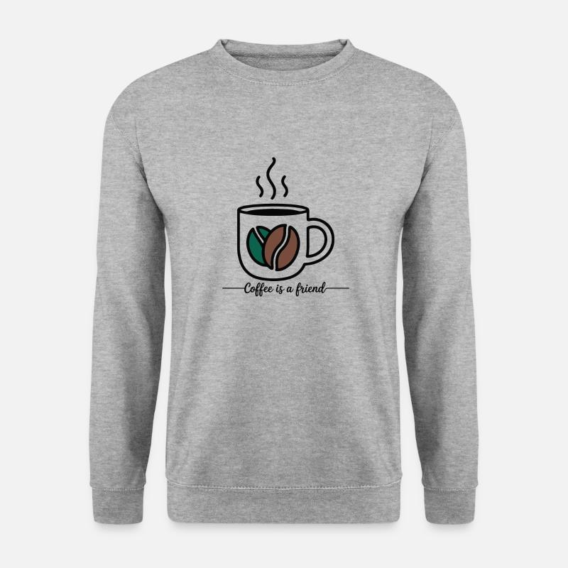 KAFFEE IST EIN FREUND - Unisex Pullover - Weißgrau meliert