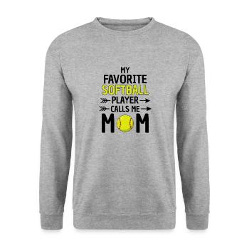 Softball Mama Spruch Softball Mutter - Unisex Pullover - Weißgrau meliert - Vorne - Alina (178cm) & Michal (187cm)