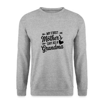 Mein erster Muttertag als Oma - Unisex Pullover - Weißgrau meliert - Vorne - Alina (178cm) & Michal (187cm)