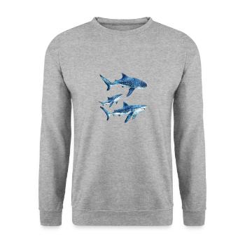 Whale shark - Unisex Sweatshirt - salt & pepper - Front - Alina (178cm) & Michal (187cm)