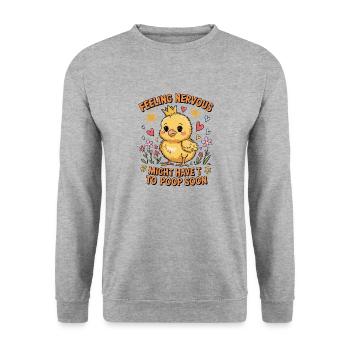 Feeling Nervous Might Have to Poop Soon Chick Kids - Unisex Sweatshirt - salt & pepper - Front - Alina (178cm) & Michal (187cm)