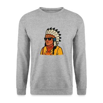indianer - Unisex Pullover - Weißgrau meliert - Vorne - Alina (178cm) & Michal (187cm)