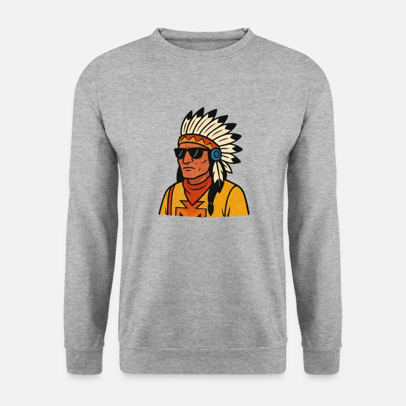 indianer - Unisex Pullover - Weißgrau meliert
