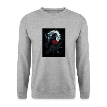 Raven Rose Moon Gloomy Gothic Black Crow - Unisex Sweatshirt - salt & pepper - Front - Alina (178cm) & Michal (187cm)