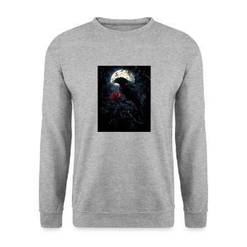 Raven Rose Moon Gloomy Gothic Black Crow - Unisex Sweatshirt - salt & pepper - Front - Alina (178cm) & Michal (187cm)