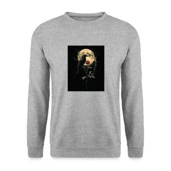 Raven Rose Moon Gloomy Gothic Black Crow - Unisex Sweatshirt - salt & pepper - Front - Alina (178cm) & Michal (187cm)