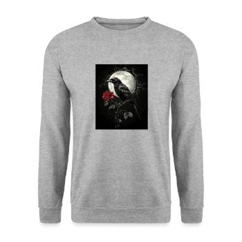 Raven Rose Moon Gloomy Gothic Black Crow - Unisex Sweatshirt - salt & pepper - Front - Alina (178cm) & Michal (187cm)